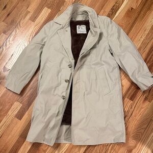 Vintage London Fog Beige Trench Coat with Brown Faux Fur Lining